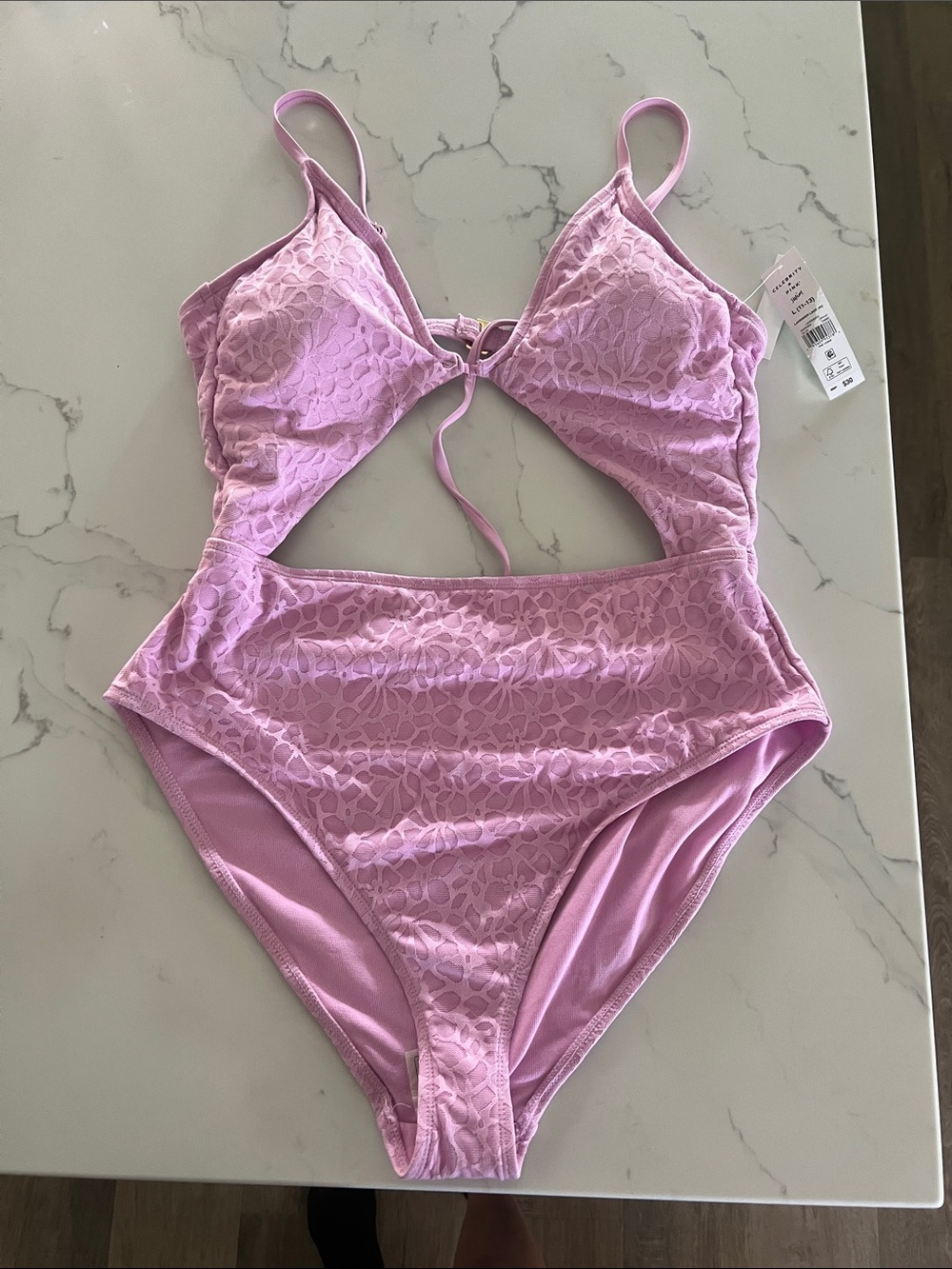 Celebrity Pink Lavender Lace One-Piece Swimsuit